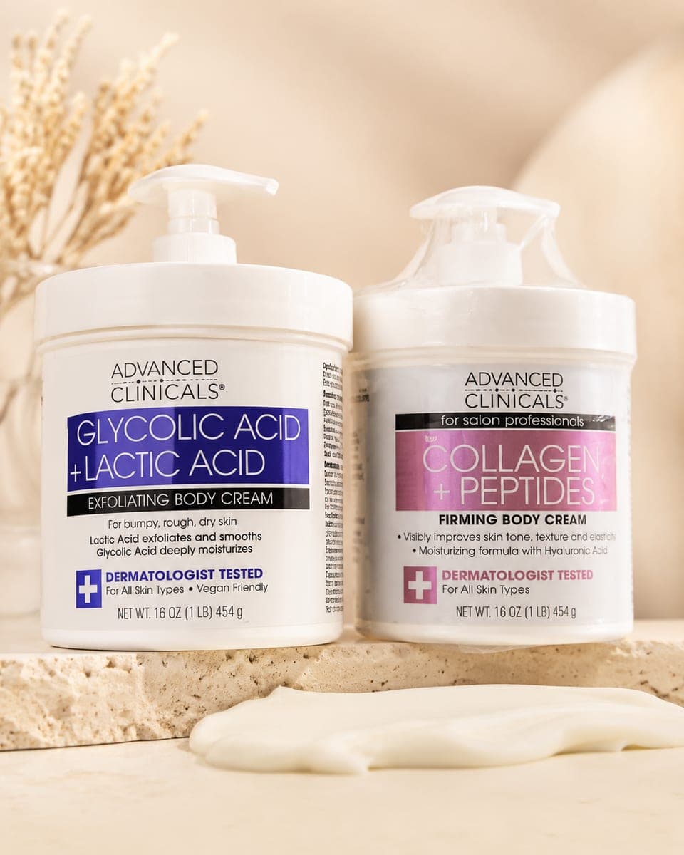 Advanced Clinicals 10% Glycolic Acid + Lactic Acid Exfoliating Body Cream